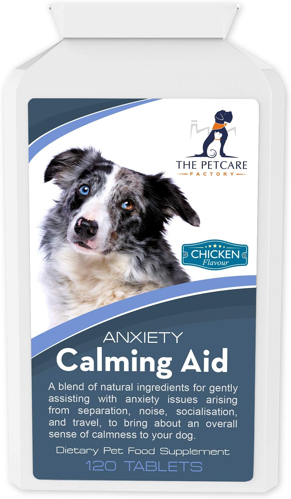 Anxiety Calming Aid For Dogs, With Taurine, Inositol, L-Theanine, Thiamine (Vitamin B1), 120 Tablets, Natural Human Grade Ingredients, Non-Drowsy, UK Manufactured