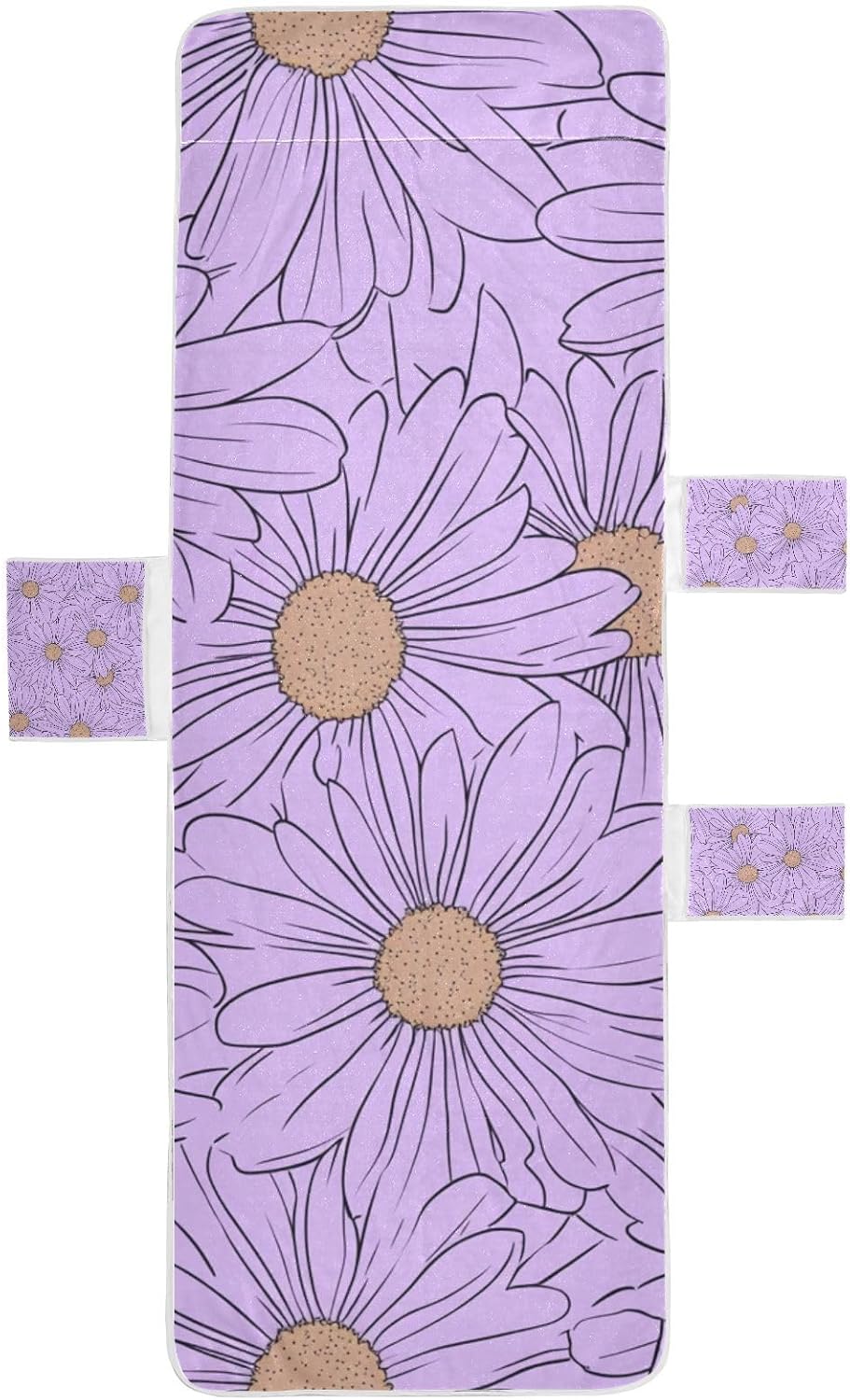 Purple Daisy Patio Lounge Chair Cover Waterproof Patio Chaise Lounge Chair Towels with Pockets for Pool Beach Sunbathing, 85" X 30"