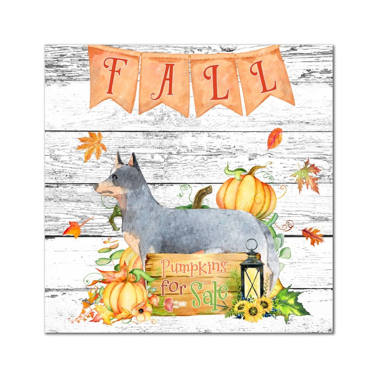 Plaque en bois Fall Pumpkins Sale décoration chaleureuse Akita Inu pour salon