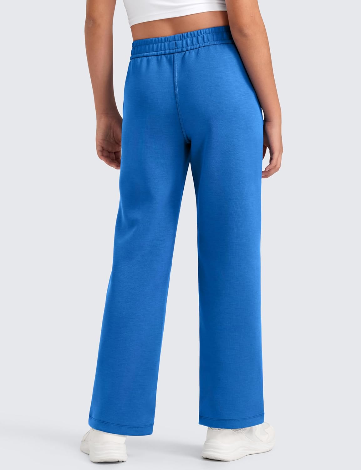 CRZ YOGA Girls SoftAura Wide Leg Casual Sweatpants with Pockets - Lounge High Waist Pants Drawstring Kids Teen - Image 3