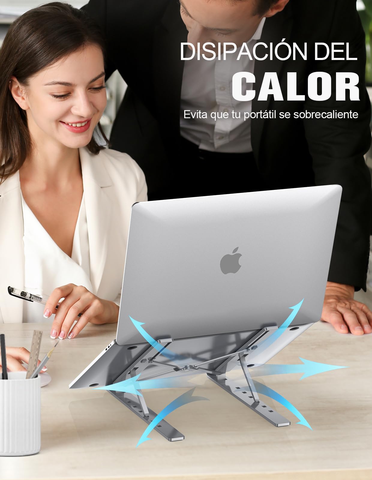 Soporte Portátil Ajustable 5 Ángulos, Aleación de Aluminio, Plegable para Macbook PC 10-15.6"