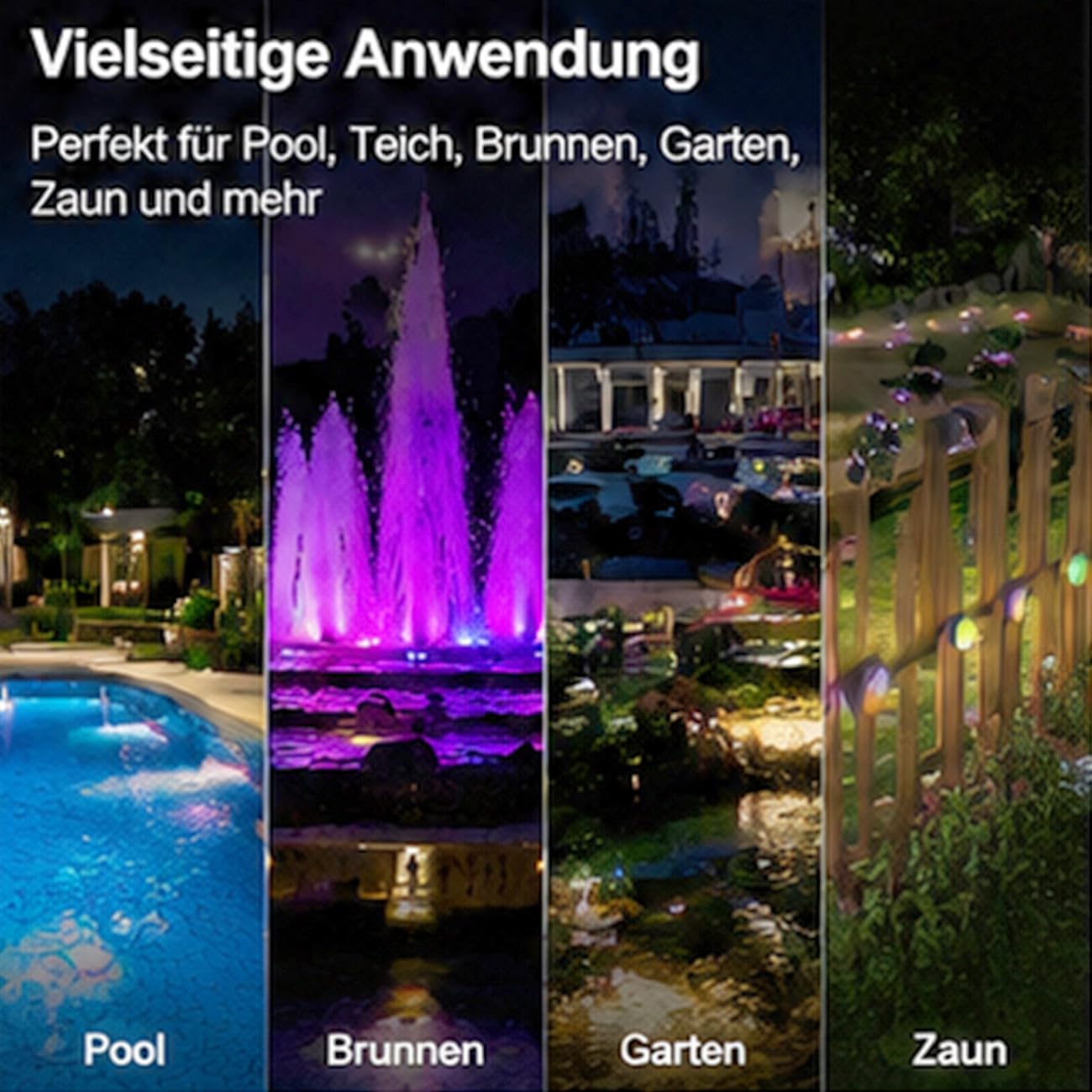 MEIION Solar RGB Gartenleuchte mit Fernbedienung, IP68 Wasserdicht, 13 LEDs, Solar Pool Licht für Außen, Teich, Terrasse, Balkon, Farbwechsel, 8+ Stunden Leuchtdauer, 1800mAh Akku