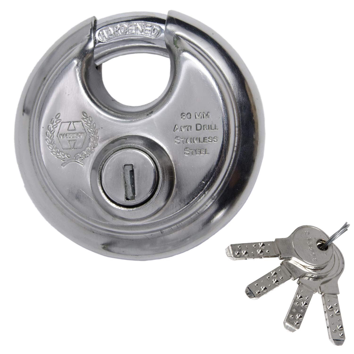 Harrison Padlocks/Round Padlock 70mm 12 Pin with 3 Computerised Keys 0495-SUPER-STAR Pack of 1/ Mild Steel Material/Stainless Steel Finish/for Door, Shutter, Godown, gate — Amazon image 2