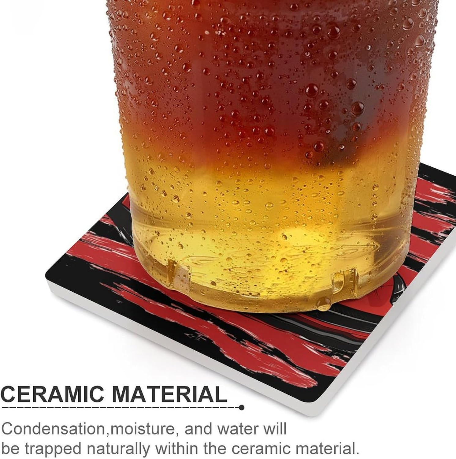 US Flag Sports Car Coasters for Drinks Square Table Coasters Set Cup Mats with Cork Base