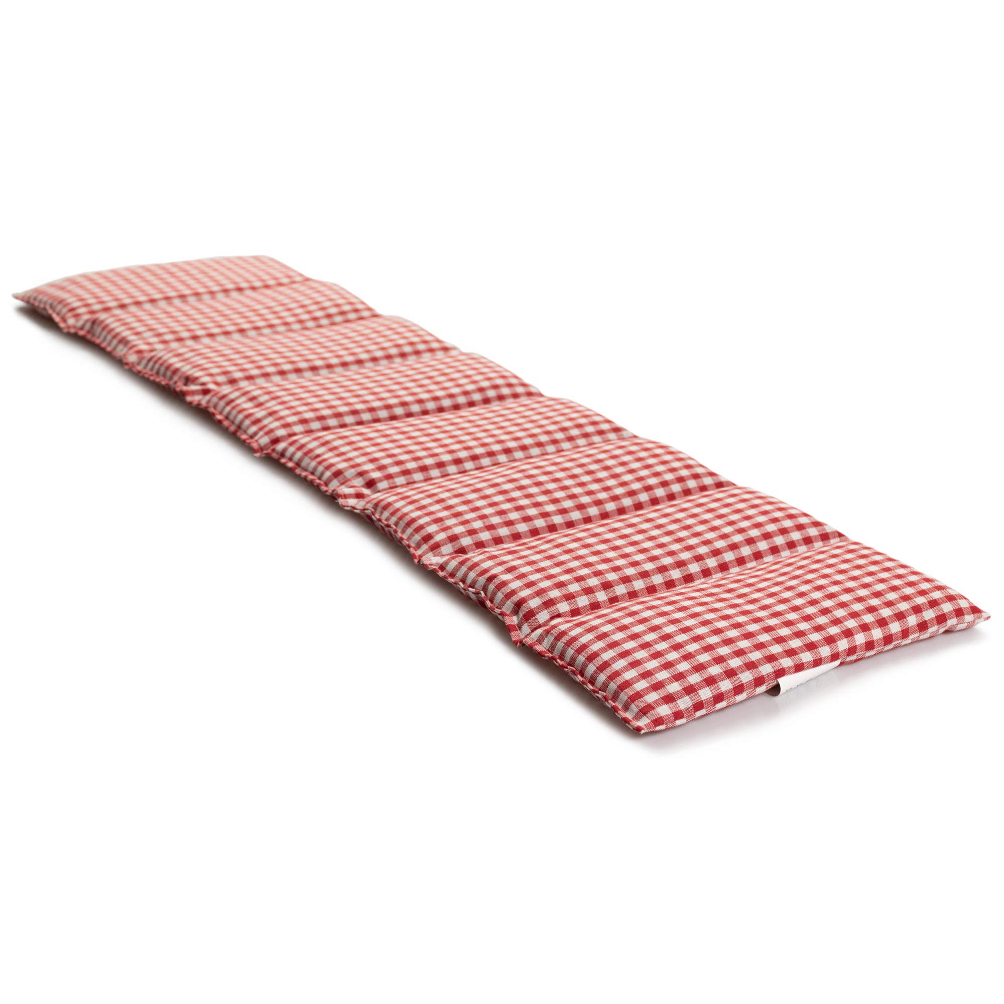 Saco térmico compartimentado en 8 con pepitas de uva 75x20cm | rojo y blanco | Almohada térmica para microondas | Calor y frío | Cojín térmico con semillas