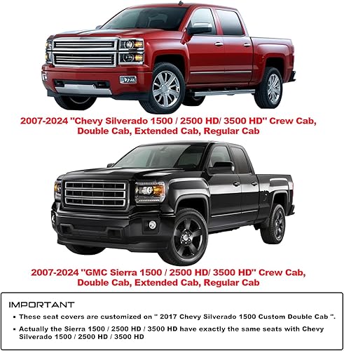 Miniatura 6 de Fundas de cuero para asiento delantero de automóvil, para Silverado Sierra