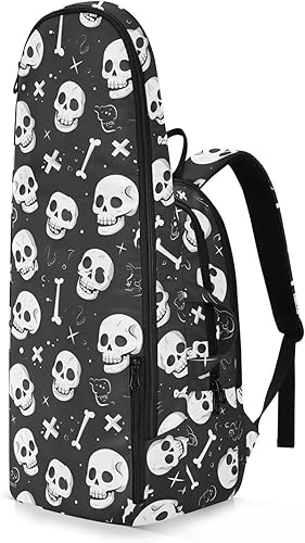 Miniatura 2 de Mujeres Hombres Mochila de Tenis Gran Almacenamiento Halloween Cráneo Negro Raqueta de Tenis Bolsa con Capacidad 2 Raquetas para Mujeres Hombres