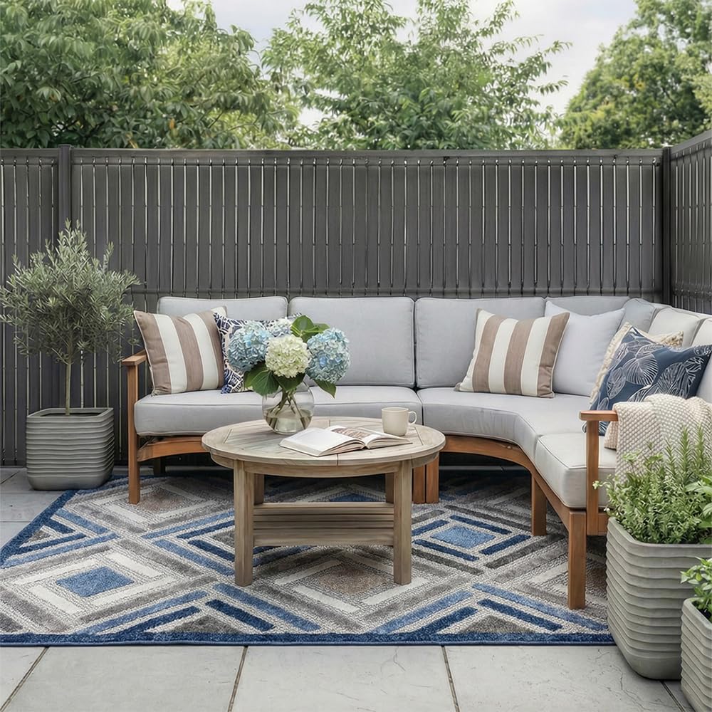 Mazovia Valla Jardín PVC 153x250 cm, Gris, Ocultación Exterior, Resistente a la Intemperie y a Los Rayos UV, Moderno Ocultacion Jardin para Cercados, Resistente al Viento, Sin Taladrar