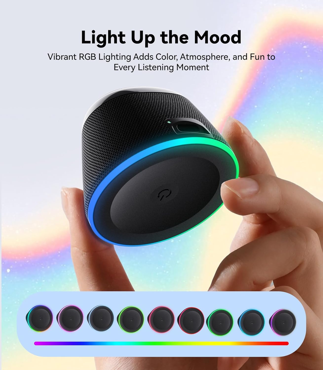 Portable Speaker Phone Stand Gifts:Birthday Graduation Mini Gifts for Him Her, 2 in 1 Magnetic Bluetooth Speakers, Loud Sound IPX5 Waterproof, 9 Light Modes, TWS, Home/Office/Travel Essentials-Black