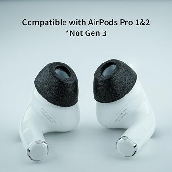 Comply Foam Headphone Bits for Apple AirPods Pro Generation 1 and 2, Large, Black, 3 Pairs, Superior Comfort, Unshakable Fit, Memory Foam, Replacement Headphone Bits, Made in USA