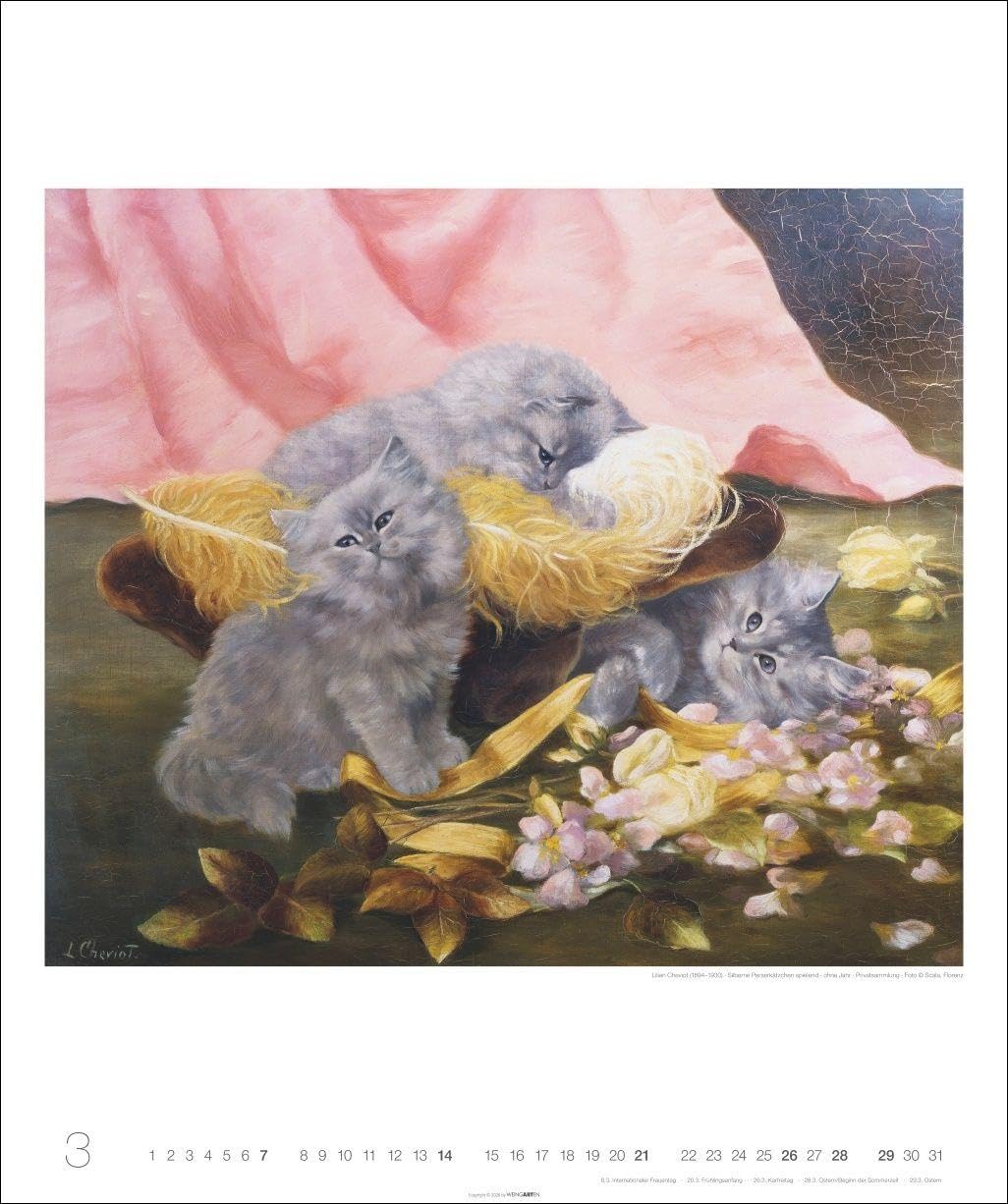 Katzen in der Kunst Edition Kalender 2027: Samtpfoten im wohlverdienten Mittelpunkt: Katzen in der Malerei in einem Tier-Kunstkalender im Hochformat 46 x 55 cm