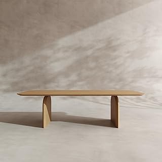 SOLIS Lusin Dining Table, Rectangular Oak Top, Modern Design (96x44)