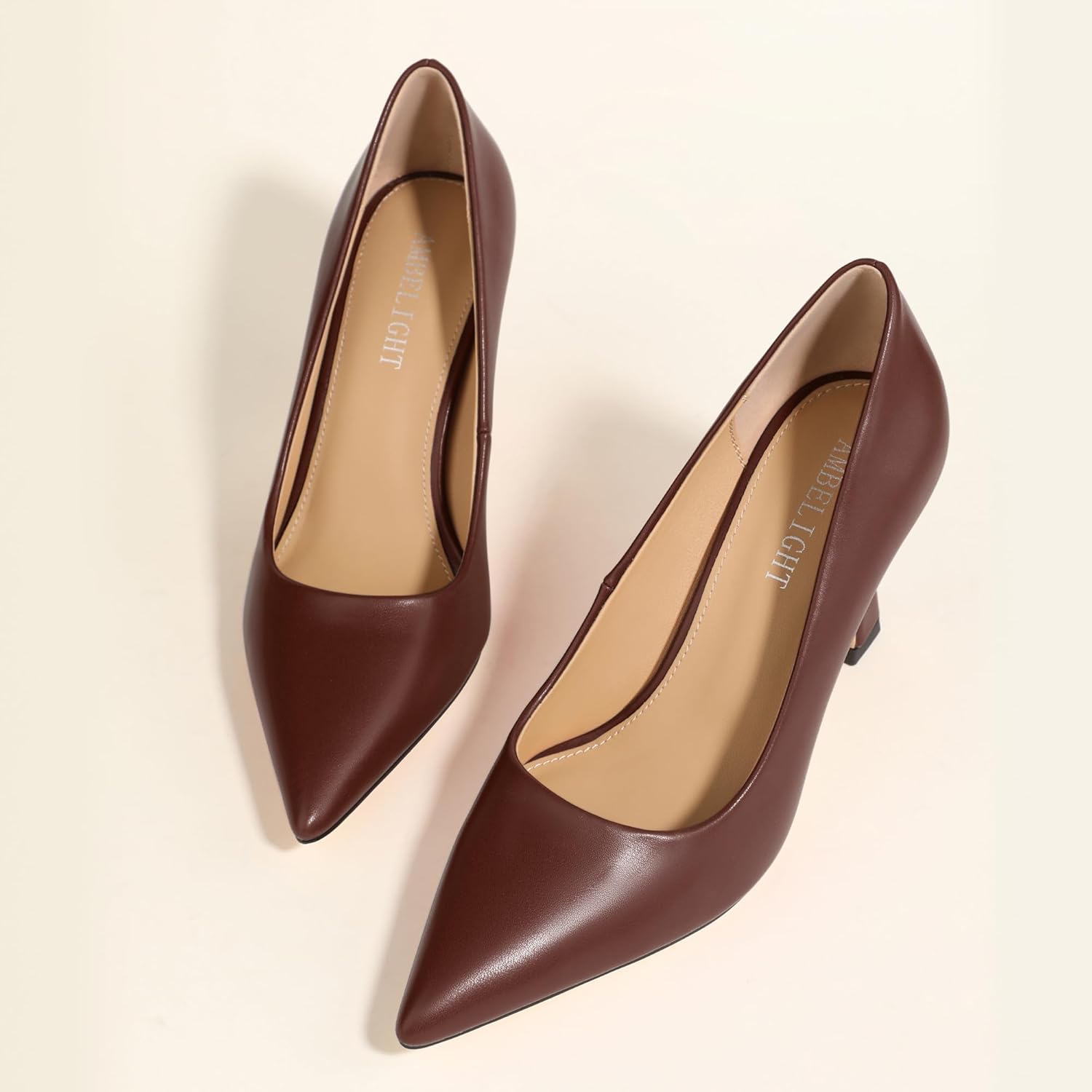 AMBELIGHT Women's Pointed Toe Stiletto Pumps 3.2 Inch High Heels Slip On Classic Comfort Dress Shoes for Wedding Party Office Work - Image 6