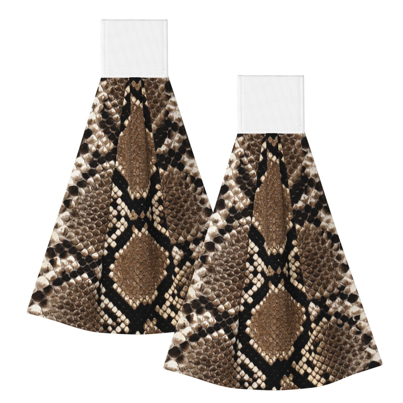 DOPKLNA Snakeskin Print, 2 Pcs Hanging Coral Fiber Hand Towels for Bathroom, Absorbent Kitchen Towels