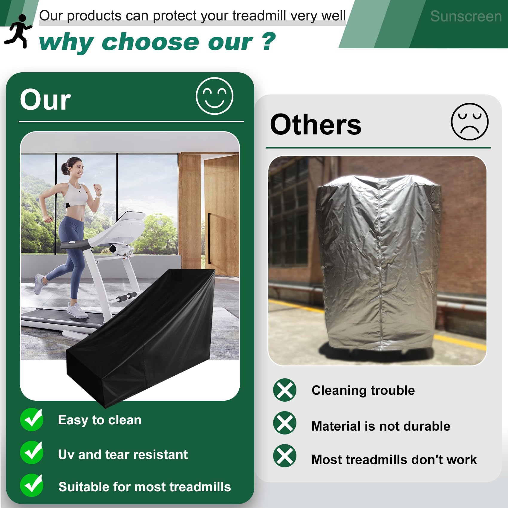 Housse de protection pour bande de course non pliable - Convient pour l'intérieur ou l'extérieur (noir)