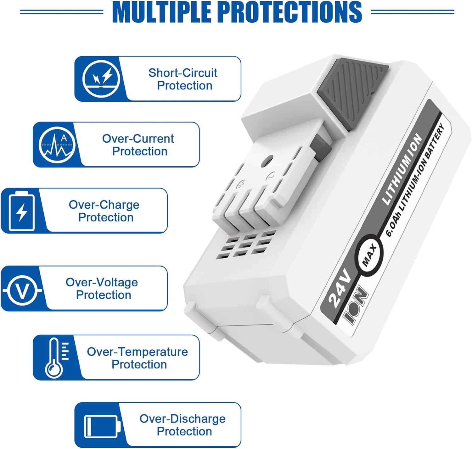 KUNLUN 2Pack 6.0Ah 24V Lithium Ion Battery for Snow Joe & Sun Joe iON+ 24-Volt Battery System 24VBAT-XR 24VBAT-LTX 24VBAT-LTW 24VBAT-LTE 24VBAT 24V-X2-SB18 24-Volt Cordless Power Tools
