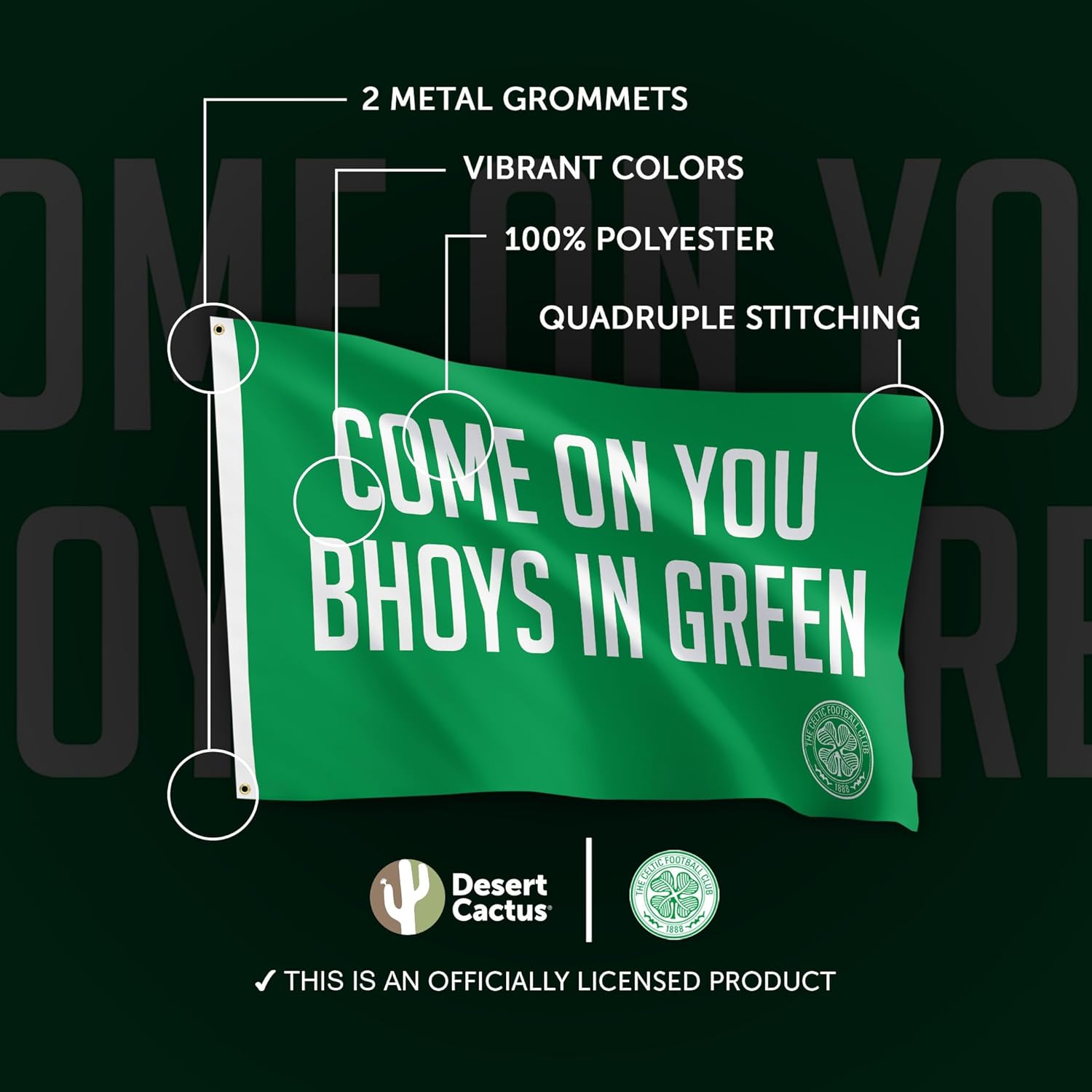 Desert Cactus Celtic FC Flag Scottish Bhoys Celts Football Club Soccer 100% Polyester Indoor Outdoor 3x5 feet Flags (Flag J)