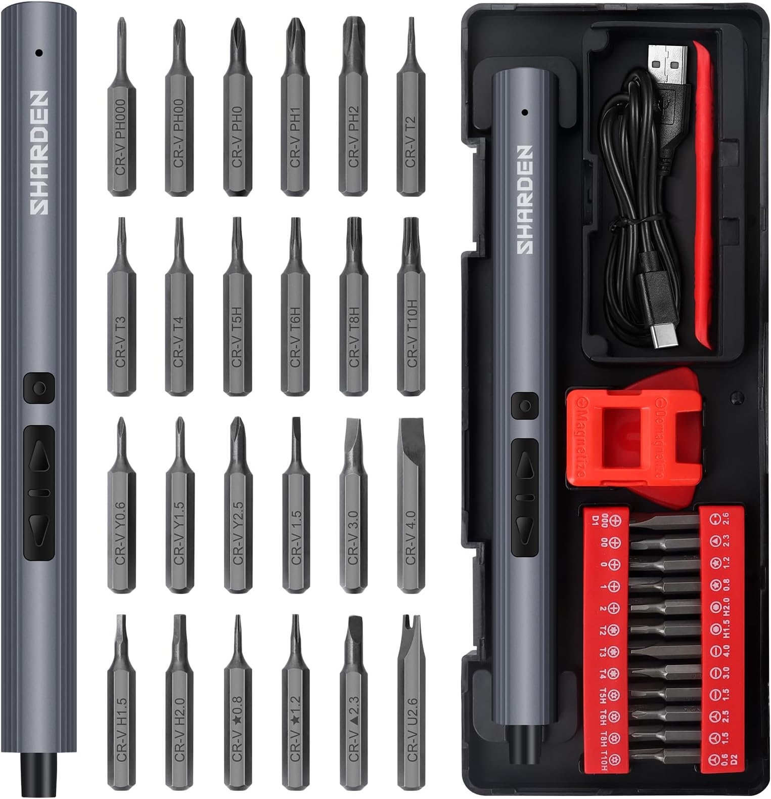 Mini Electric Screwdriver, 29 in 1 Small Electric Screw Driver Kit with 24 Magnetic Bits, Precision Cordless Repair Tool for Phone, Camera, Laptop, Watch