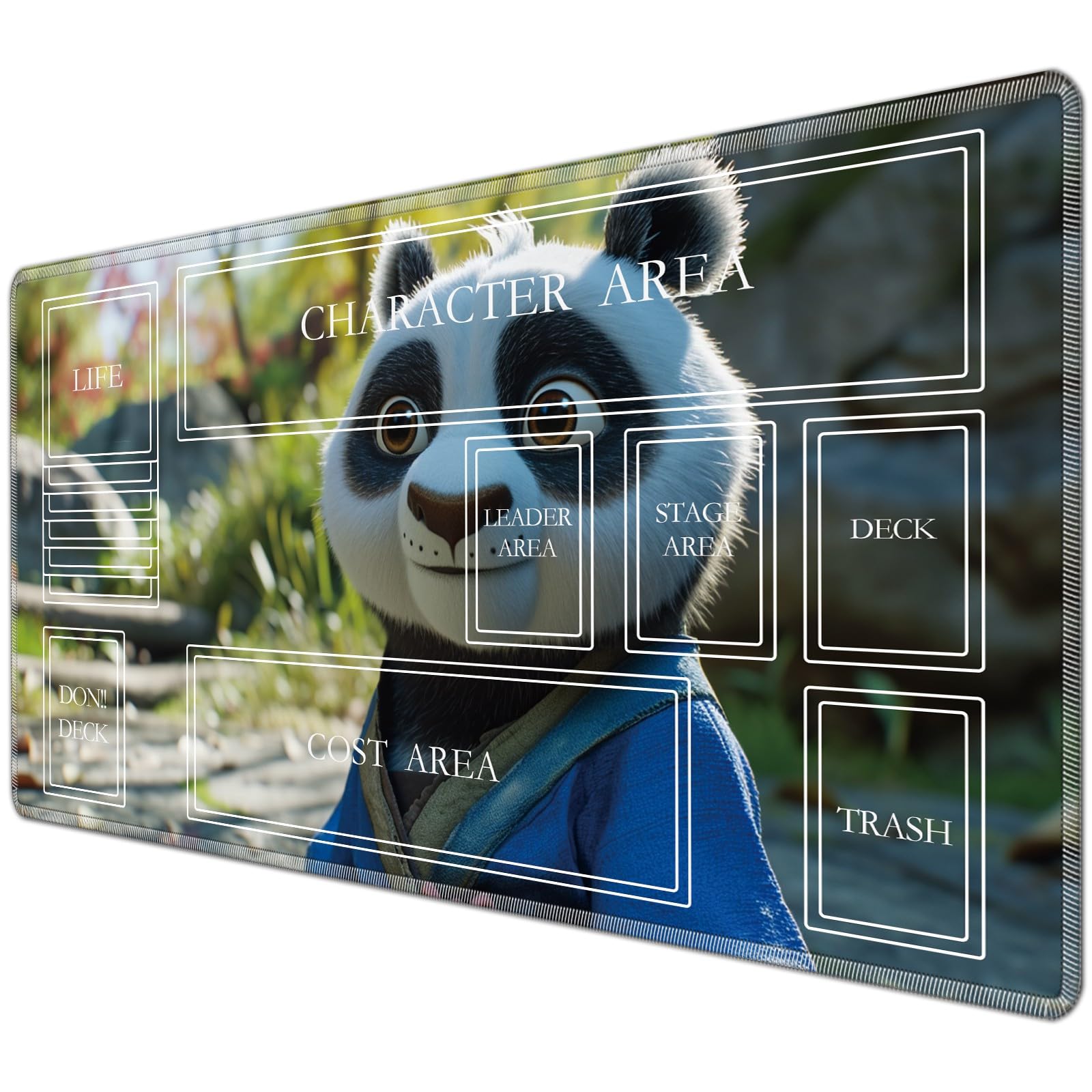JANENFNA TCG Playmat with Magic Zones 24 x 14 inches Mousepad Compatible for OPCG CCG Trading Card Game Play Mats Smooth Rubber Surface Magic The Gathering Play Mat, Cartoon Panda