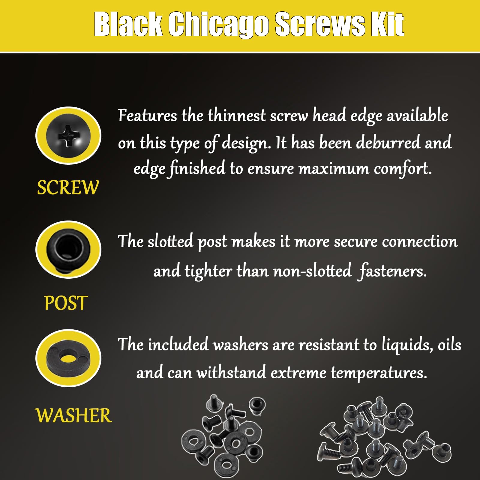 Black Chicago Screws, 12 Sets - For DIY Kydex Gun Holsters, 1/4 Inch – Wildwood Tactical