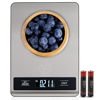 Bluefox Dijital Mutfak Tartısı, 10kg/1g Hassasiyet, Paslanmaz Çelik, 6 Birim Dönüşümü (g/kg/lb/oz/ml/milk ml), 2×AAA Pil Dahil