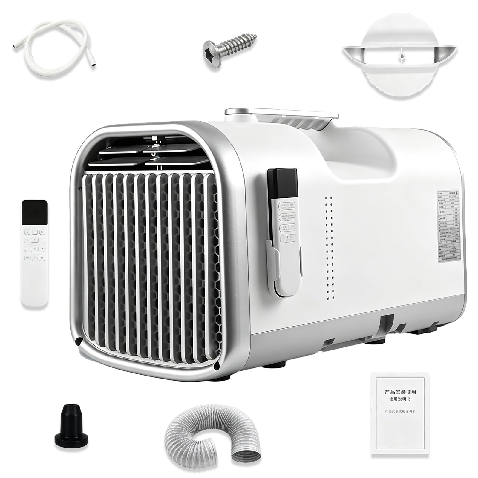 4400 BTU Portable AC with Compressor, Dual Duct Connection Camping Air Conditioner for Tent, No Drain Self Evaporating Mobile Unit, Power Station Companion for Campervan