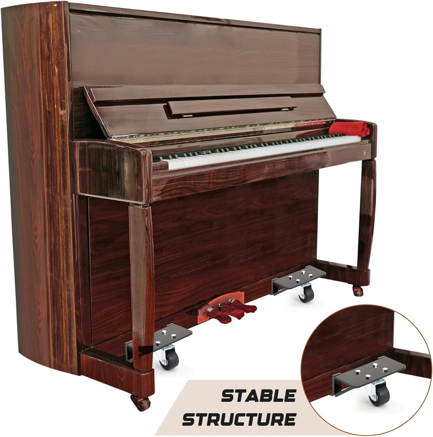 Aurelema 2 Pcs Heavy Duty Piano Dolly with Wheels for Upright Piano