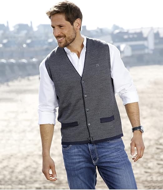 Jan Vanderstorm Homme Gilet En Maille Bjornvik Bleu, 80/82