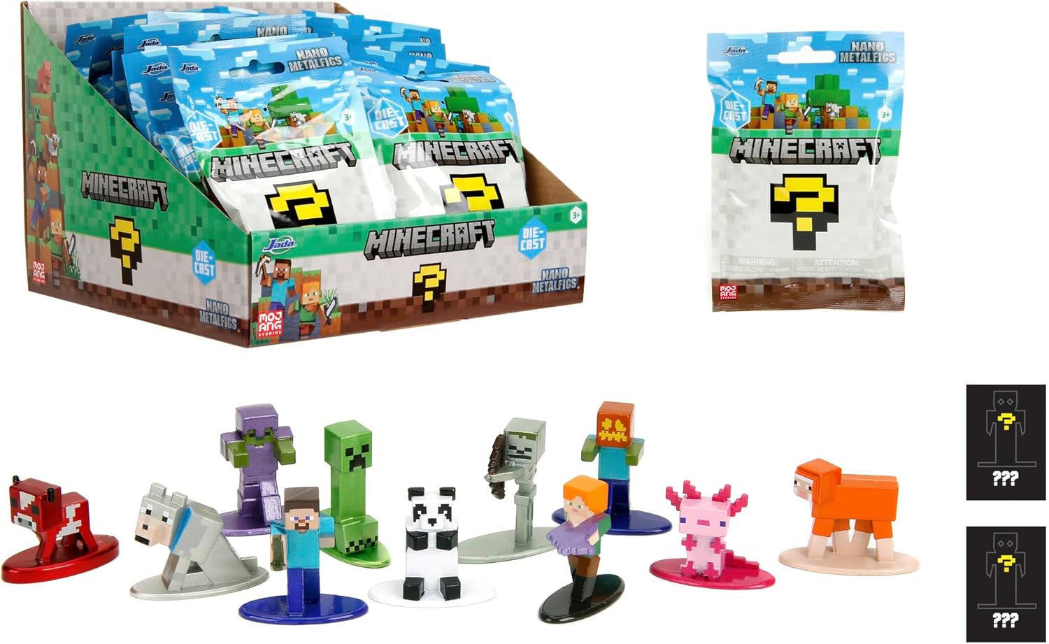Jada Toys Minecraft Figure (1 Piece in Mystery Blind Bag) - 1 of 13 Detailed Nano Collectible Metal Figures for Fans and Children from 3 Years, Wave 5, Random Selection, Each Approx. 4 cm