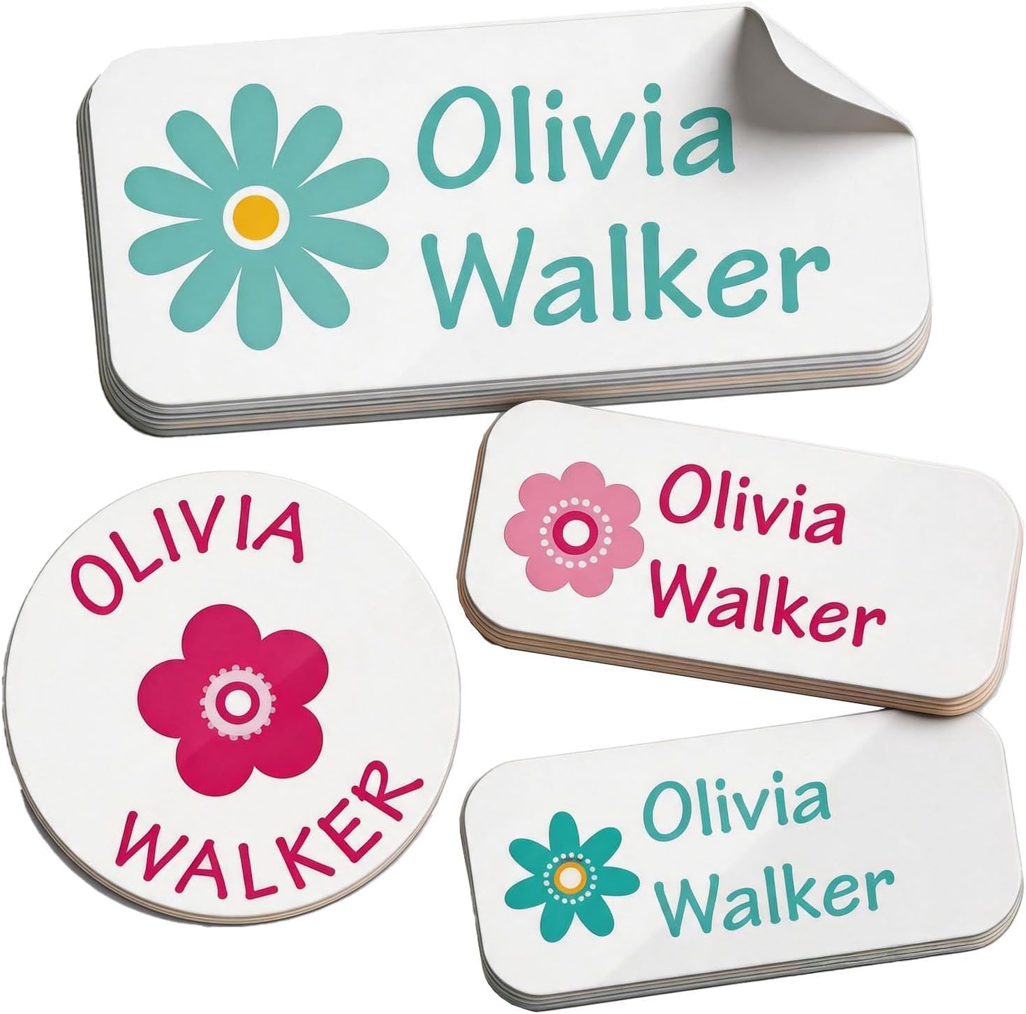 Custom Waterproof Name Labels - 160Personalized Stickers for Clothing, Water Bottles, Lunch Boxes, and School Supplies. No-Iron, Ideal for Camp and Daycare. (Flowers) — image 1