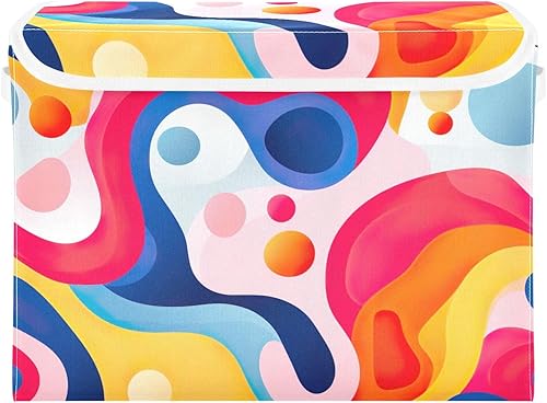 GAIGEO Cubitos de almacenamiento plegables del papel pintado colorido abstracto, caja del armario de la capacidad grande, contenedores de