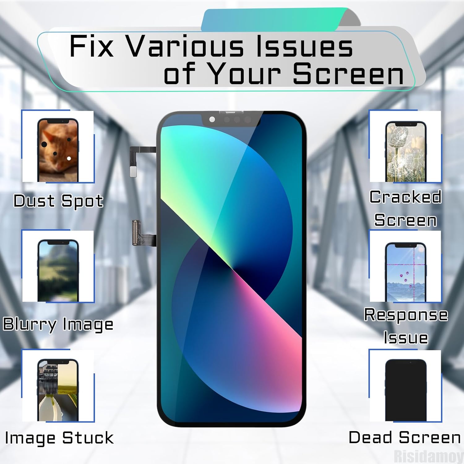 for iPhone 13 Pro Screen Replacement with Earpiece Flex Cable Proximity Sensor LCD Touch Display Digitizer Full Assembly with Front Glass Repair Tools Kits A2483 A2636 A2638 A2639 A2640