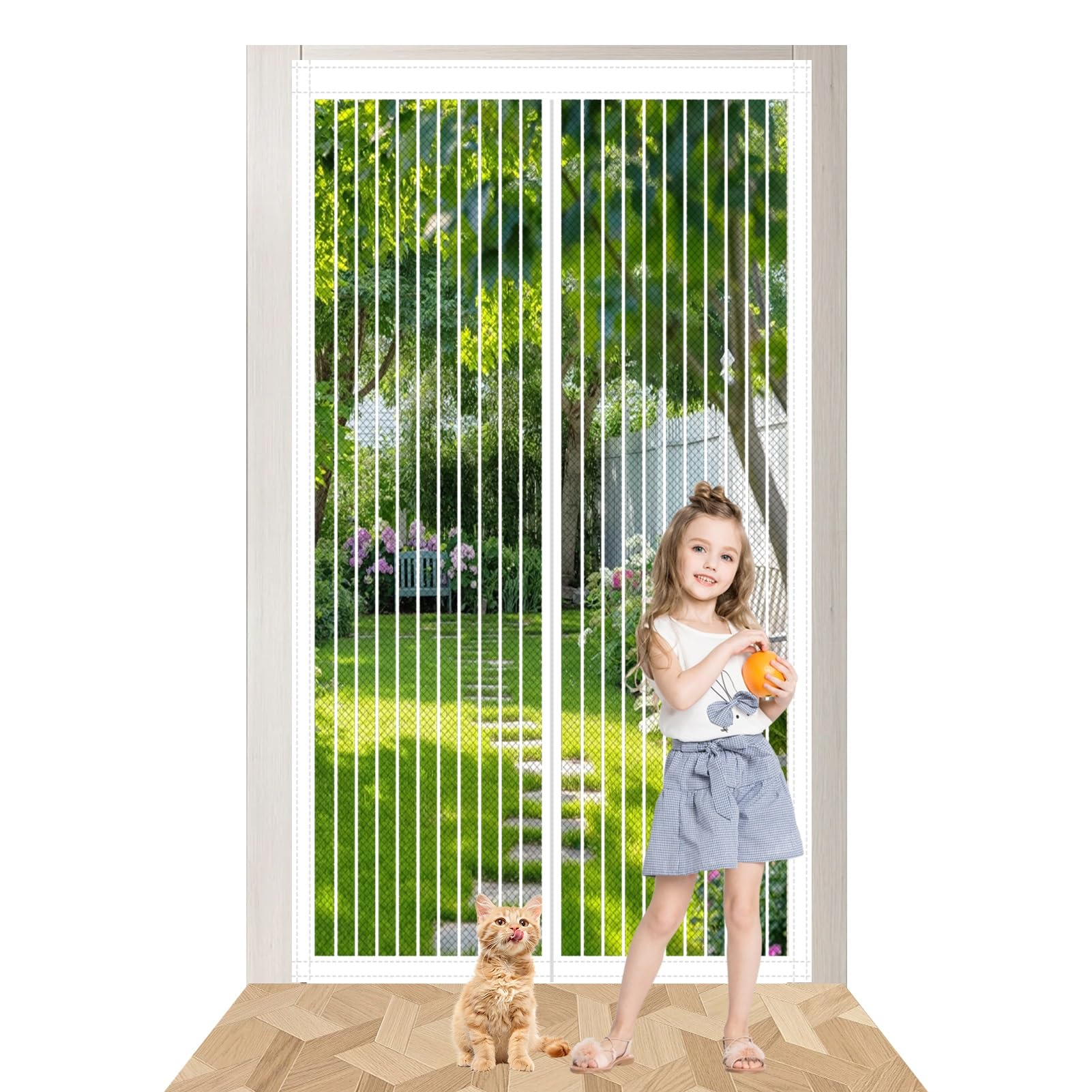 Yxrs White Magnetic Door Curtain 128 X 202 Cm No Drilling Door Fly Screen Curtain Stronger Magnets For Windows Doors Patio,