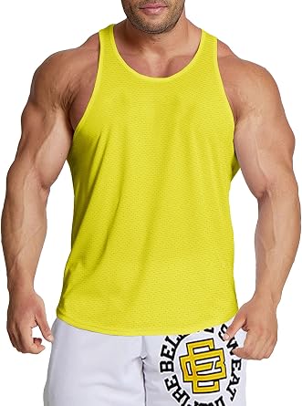 Men's Workout Stringer Tank Top Quick-Drying Mesh Shirt Stretch Gym Muscle Shirts Training Sports Shirts