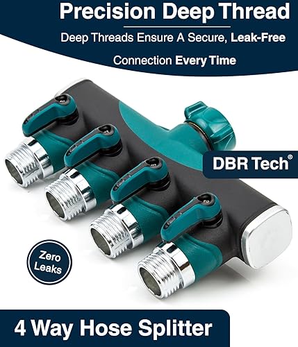 Miniatura 6 de Divisor de manguera de 4 vías (durabilidad superior), conector de mangueras de jardín premium, válvula de agua resistente de 4 vías para grifo de