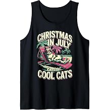 Funny Christmas in July Cool Cat Design Tank Top
