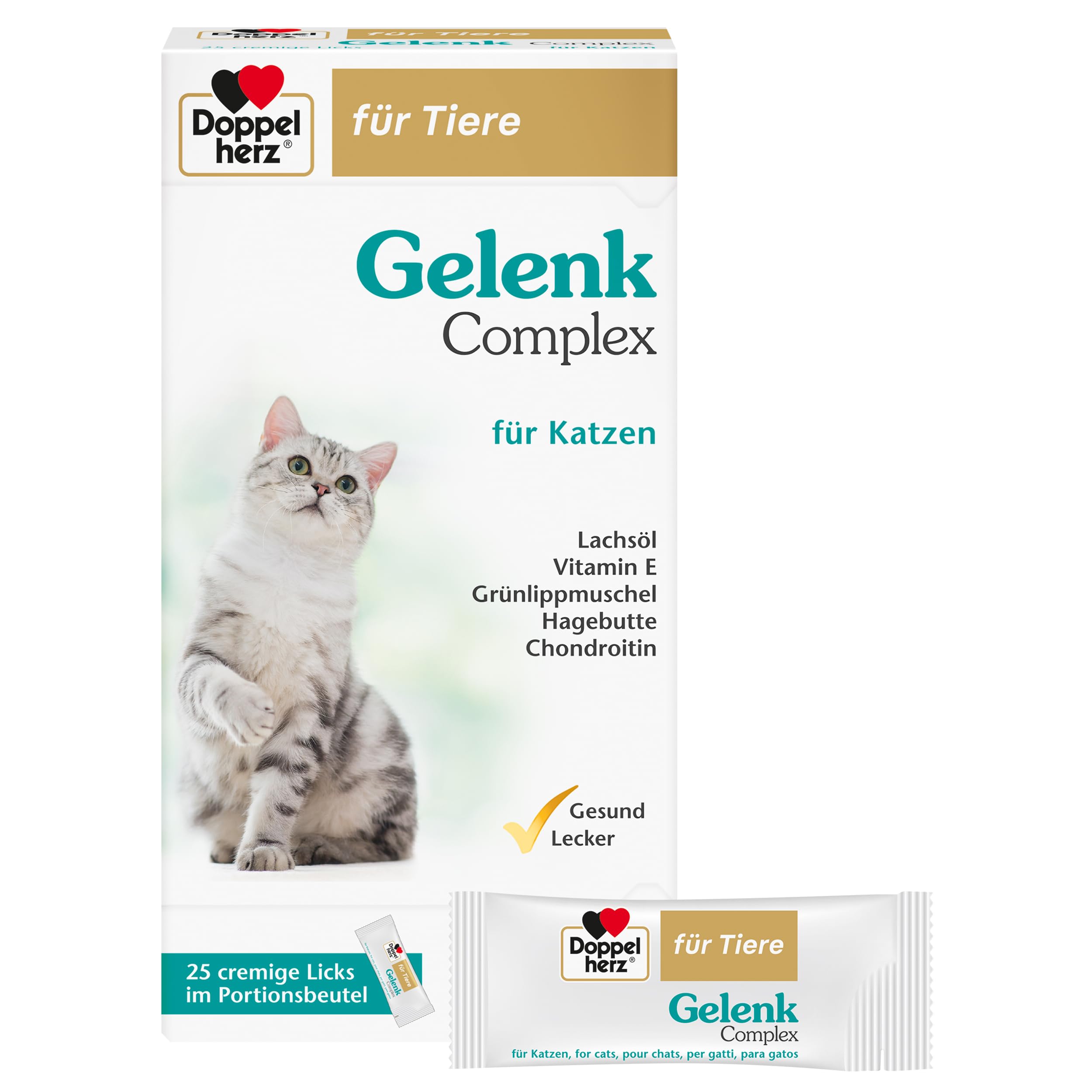 Doppelherz Gelenk Complex für Katzen – Mit essentiellen Omega-3 Fettsäuren + Vitamin E – 25 Licks