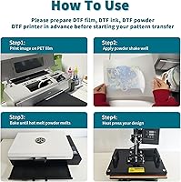 Vista 4 de Jecqbor DTF - Papel de transferencia de calor PET A3 (100 hojas), película DTF transparente brillante de doble cara para impresora de inyección