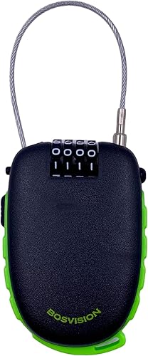 Miniatura 2 de Bosvision Cerradura de combinación ultra segura de 4 dígitos con cable retráctil de 35.4 in para bicicleta, esquí, snowboard y cochecito