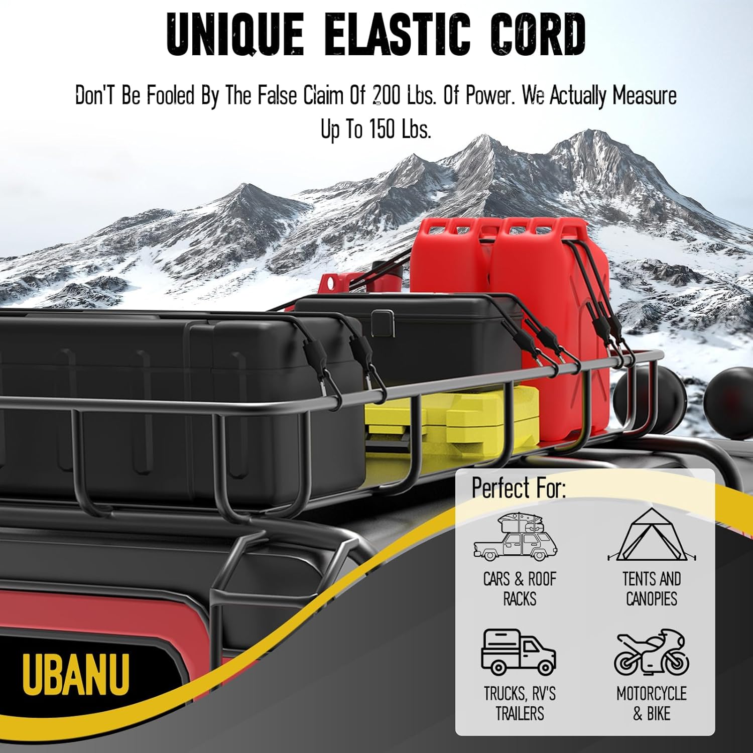 8 Pcs Adjustable Bungee Cord with Hooks 2 Sizes, 36" 60" Black Super Elastic Bungee Straps with Carabiner, Heavy Duty Outdoor Carabiner Cord for Cargo Camping Bike Racks Tents