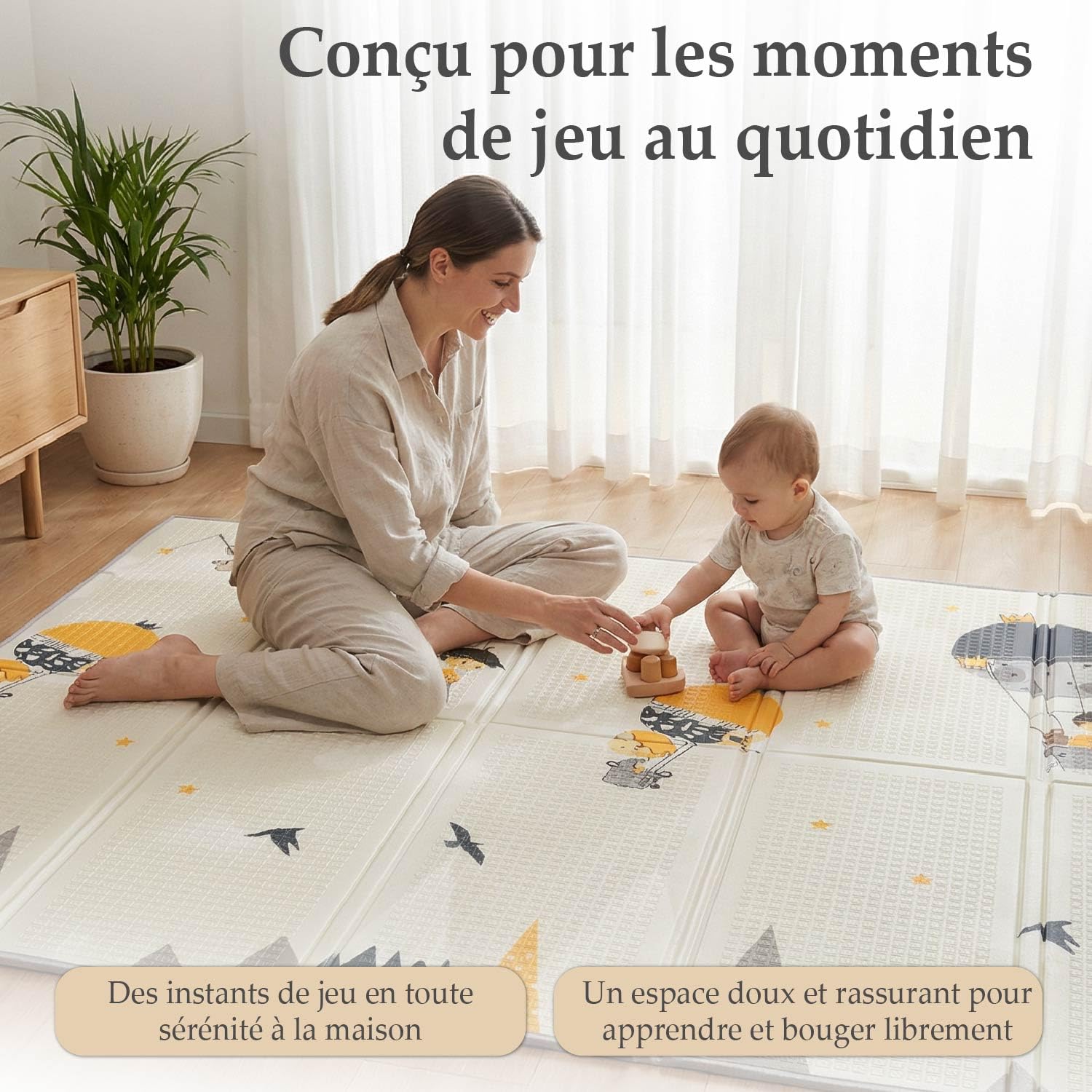 Tapis Éveil Bébé Pliable et Réversible | Tapis de Motricité Bébé pour Garçon ou Fille | Tapis Mousse Bébé Épais, Non Toxique et Imperméable | Grand Tapis Sol Enfant Évolutif de 180x150 cm.