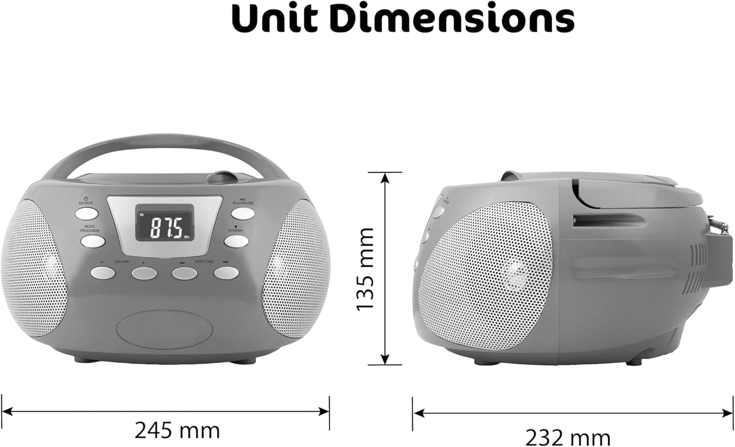 HANNLOMAX HX-332CD Portable CD Boombox, PLL FM Radio, Bluetooth, LCD Display, Aux-in, AC/DC Dual Power Source (Pink)