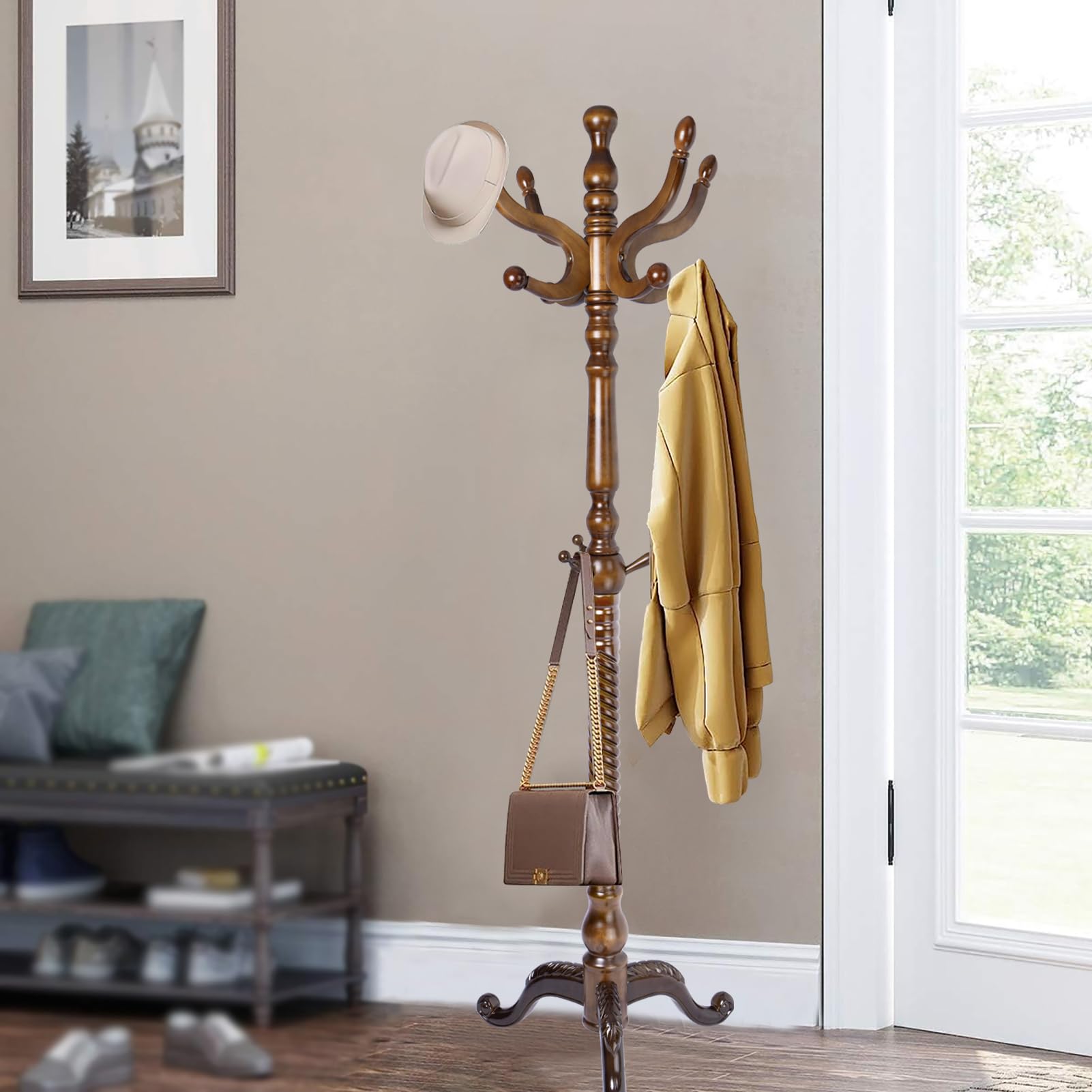 rlosqvee Adjustable Height Coat Rack