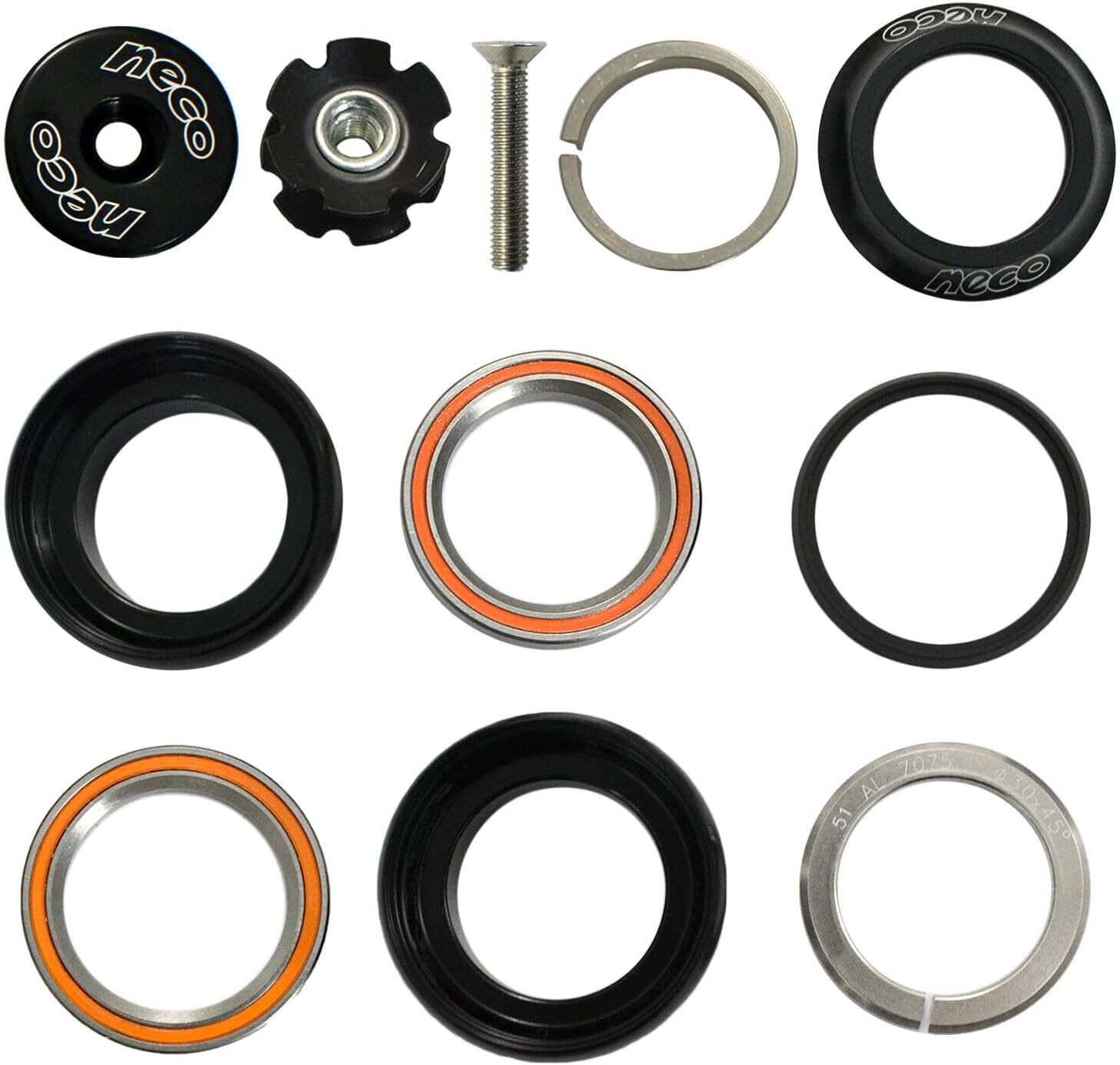 NECO 1-1/8" CNC Threadless 1 Inch Headset, Black, NC2866