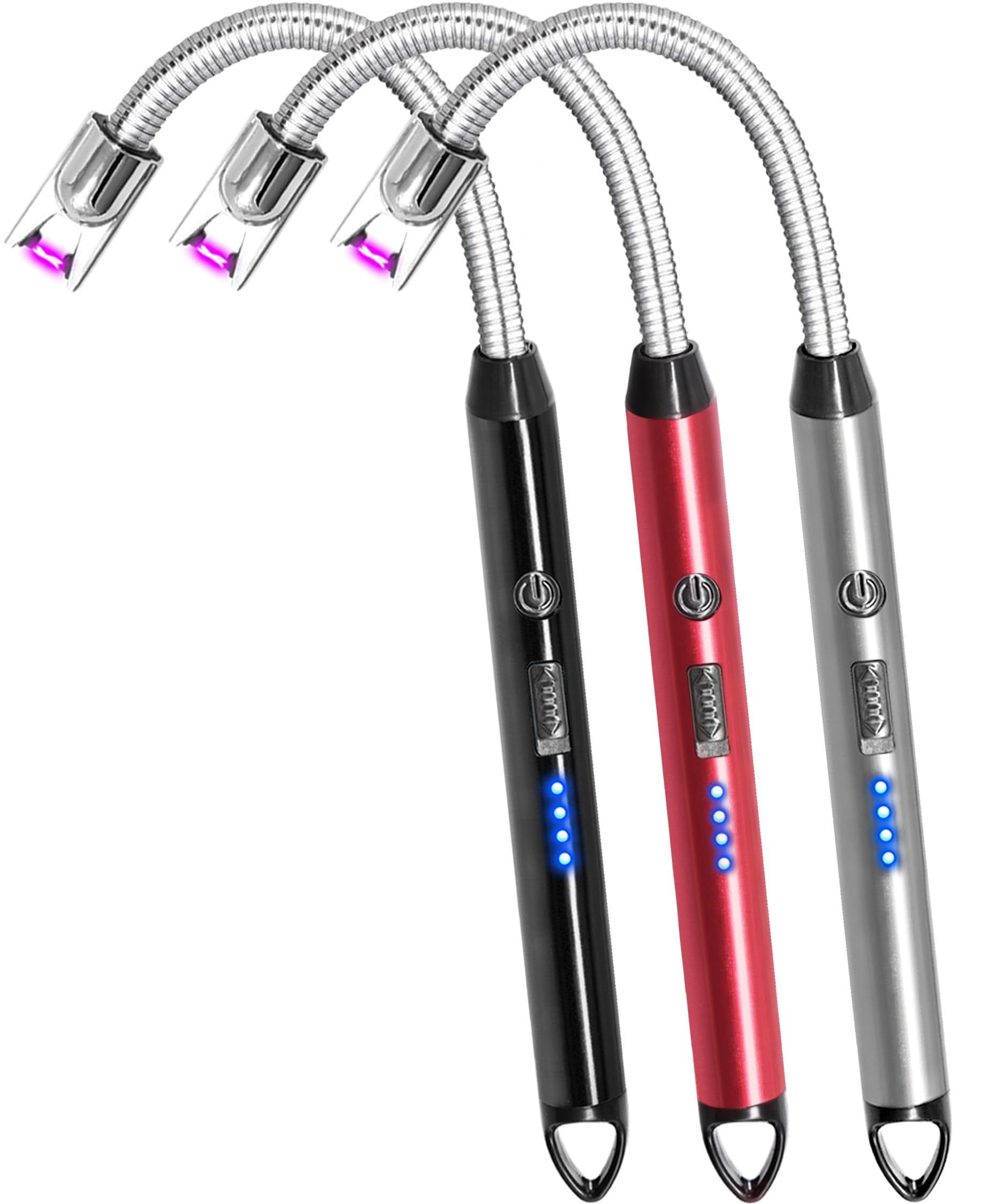 3 Pack Candle Lighter Electric Rechargeable Arc Windproof Lighters Flexible Neck Long Rotate 360 Plasma Lighter USB Flameless