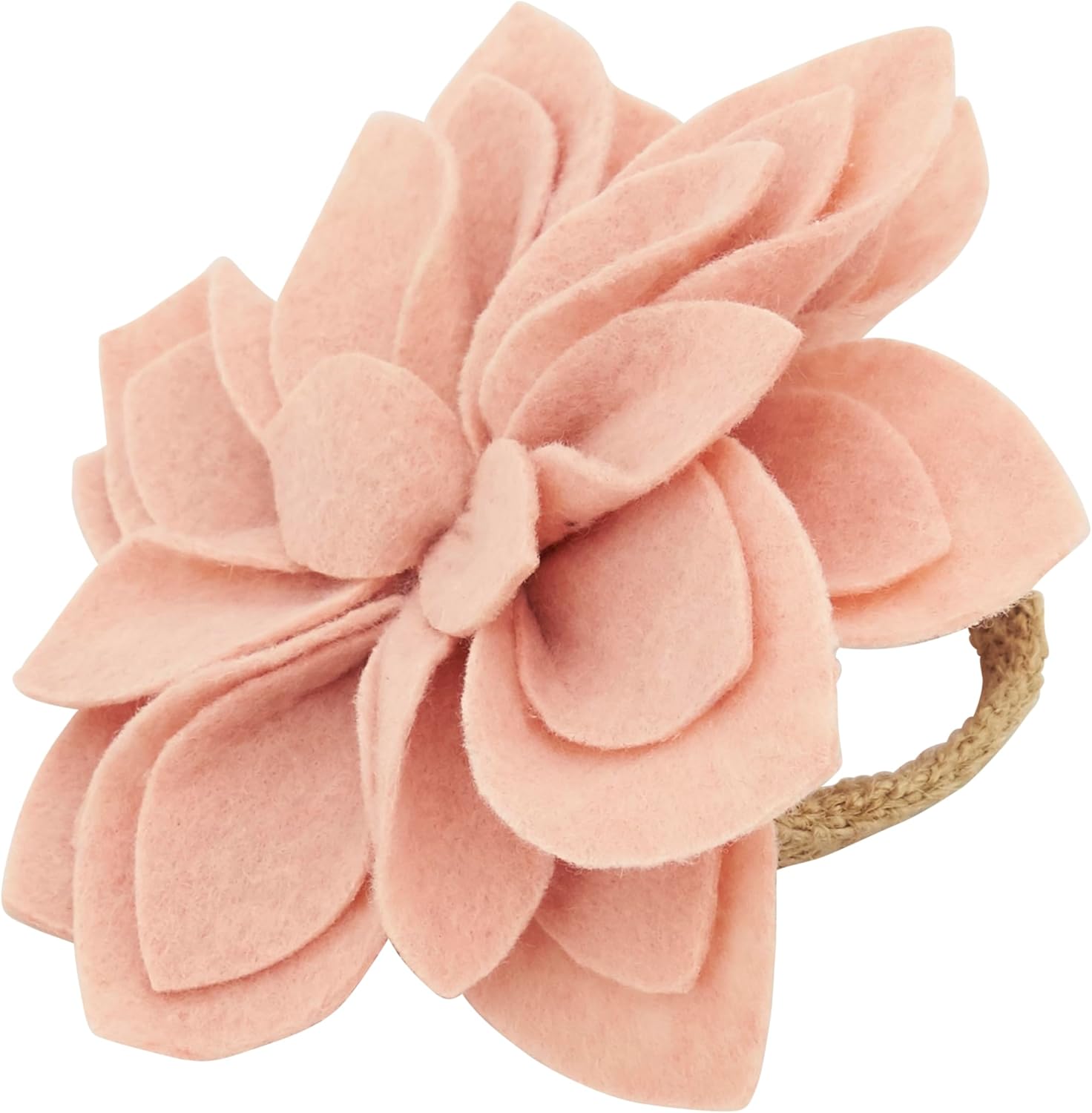 Saro Lifestyle Felt Blossom Napkin Ring (Set of 4), Rose