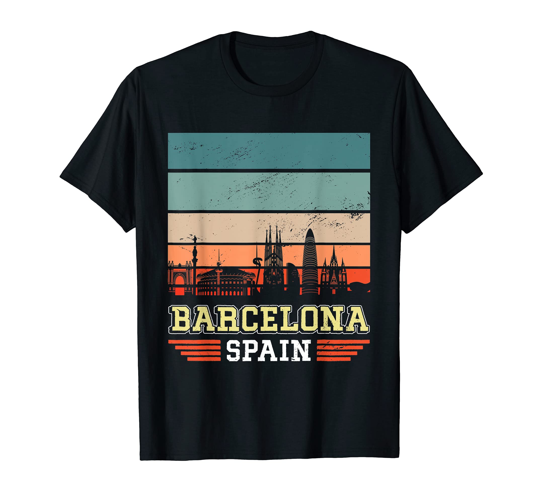 Barcelona Spain Souvenirs & Gifts for TravelersBarcelona Spain Retro Vintage Sunset Skyline Barcelona T-Shirt