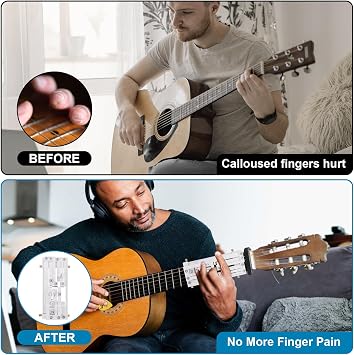 Guitar Chord Presser, Beginner Guitar Learning Tool with 11 Chords, Capo & Picks, Easy-to-Use Chord Helper for Acoustic Guitars (38-41), Gift for Beginners (White)