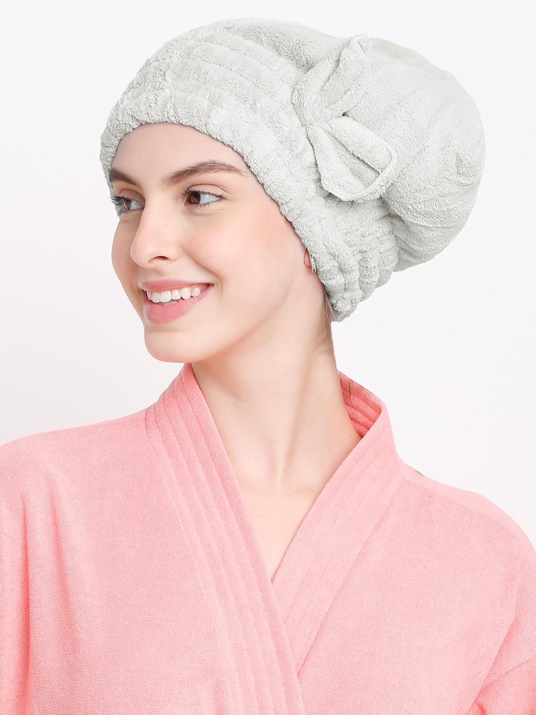 Cortina Microfiber Hair Towel Cap, Soft Absorbent Quick Drying 380 TC Cap for Curly Thick Hair, Wrap Cap for Women Girls-Pack of 1,Sky Blue-picture-11