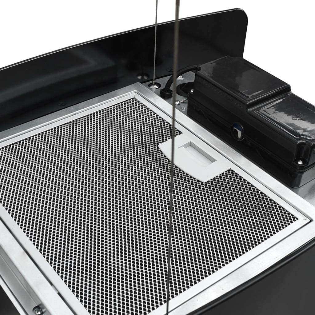 Festnight Cappa da Cucina ad Isola Sospesa LCD Sensore in Vetro Temperato Cappa Cucina Isola 37 cm Cappe Aspirante 756 m³/h 3 Livelli di Potenza Colore Nero